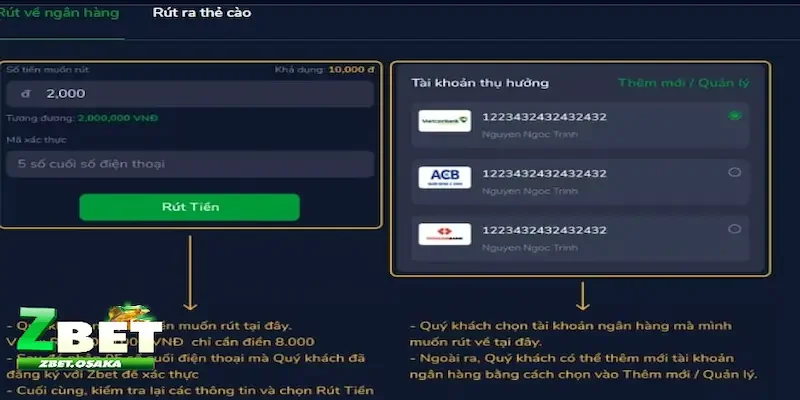Rút tiền ZBET 2 Các bước thực hiện rút tiền ZBET siêu nhanh chóng