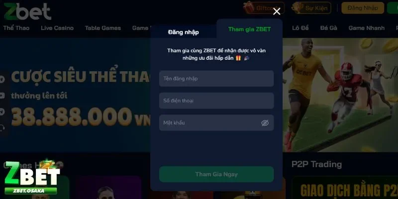 ZBET 29 Đăng ký Zbet đơn giản