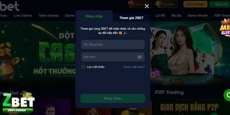 ZBET 30 Đăng nhập Zbet với vài thao tác dễ dàng